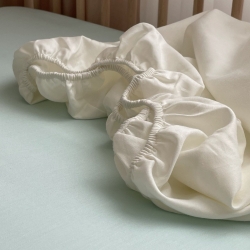 Husa saltea patuț bebe copii din satin 120 x 60 cm, milky